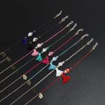 Металлическая нескользящая цепочка золотого цвета, с керамическими бусинами и кисточками, для очков и масок GL924