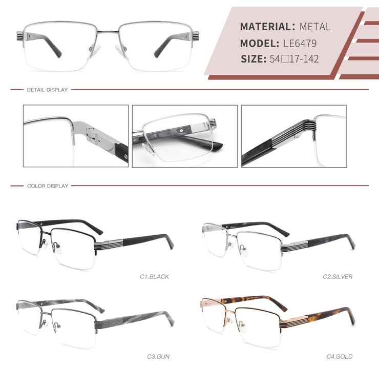 Оправа металлическая полуободковая LE6479-DA
