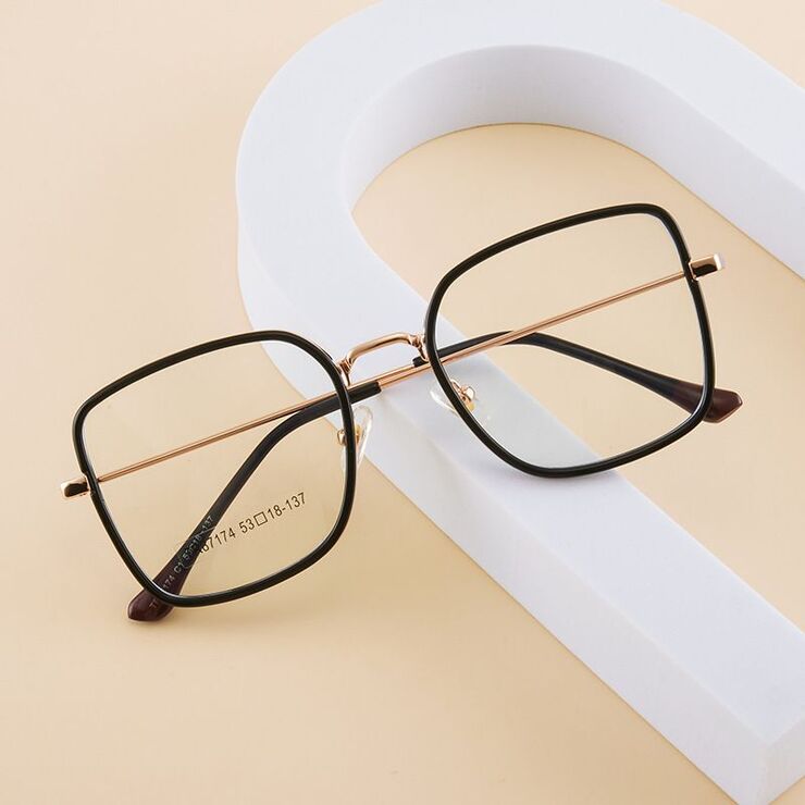 Combined frame (metal + TR90) or glasses with blue light protection, with spring hinges FA87174