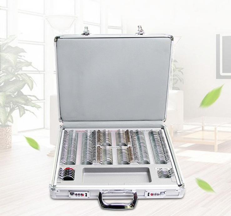 158 metal rim ophthalmic trial lens set 