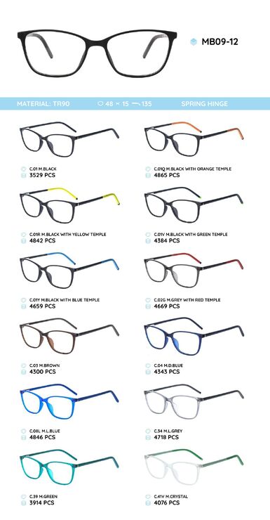 TR-90 plastic frames for glasses MB09-12