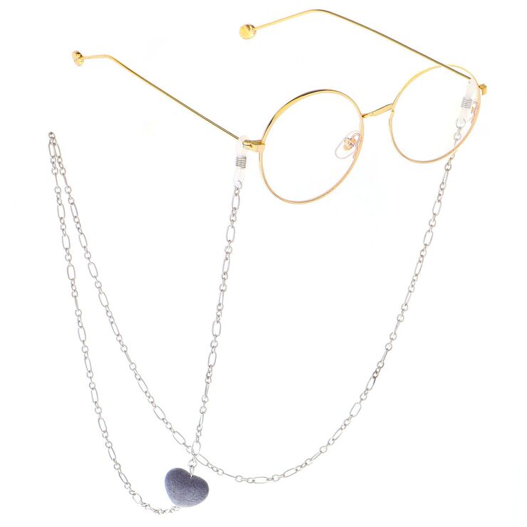 Металлическая нескользящая цепочка, с персиковым сердцем, для очков и масок GL269