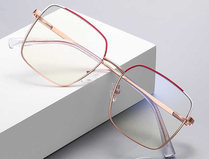 open square frame metal blue blocker for glasses MORE 3059