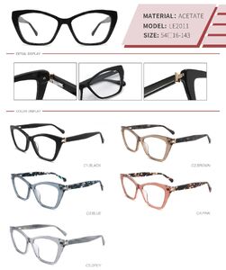 Plastic acetate frame with spring hinges LE2011-DA