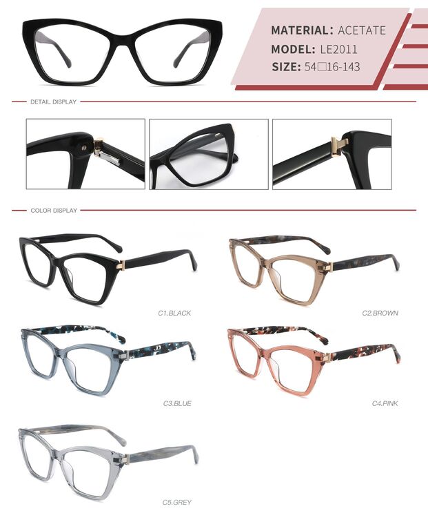 Plastic acetate frame with spring hinges LE2011-DA