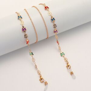 Gold-colored metal non-slip chain, with colorful and hollow butterfly, for glasses and masks GL1850