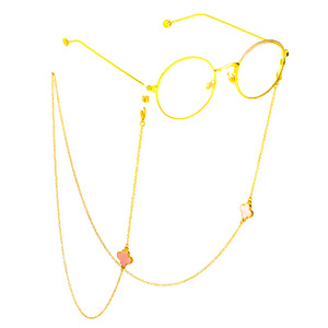 Gold-colored metal non-slip chain, with flower grass, for glasses and masks GL763