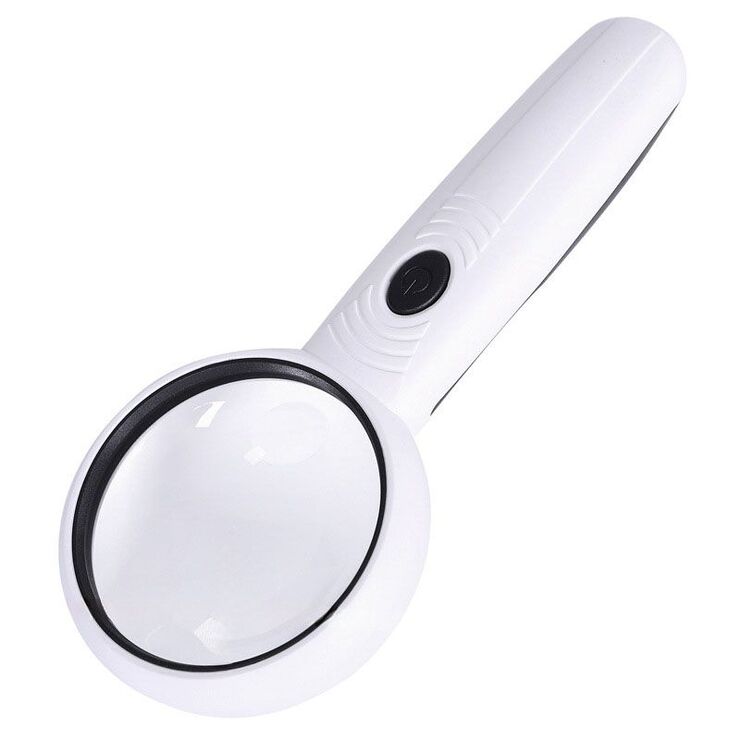 Magnifier with universal backlight, magnifying glass with handle 6H-4-XX, diameter 65 mm, magnification: 6Х, 12Х