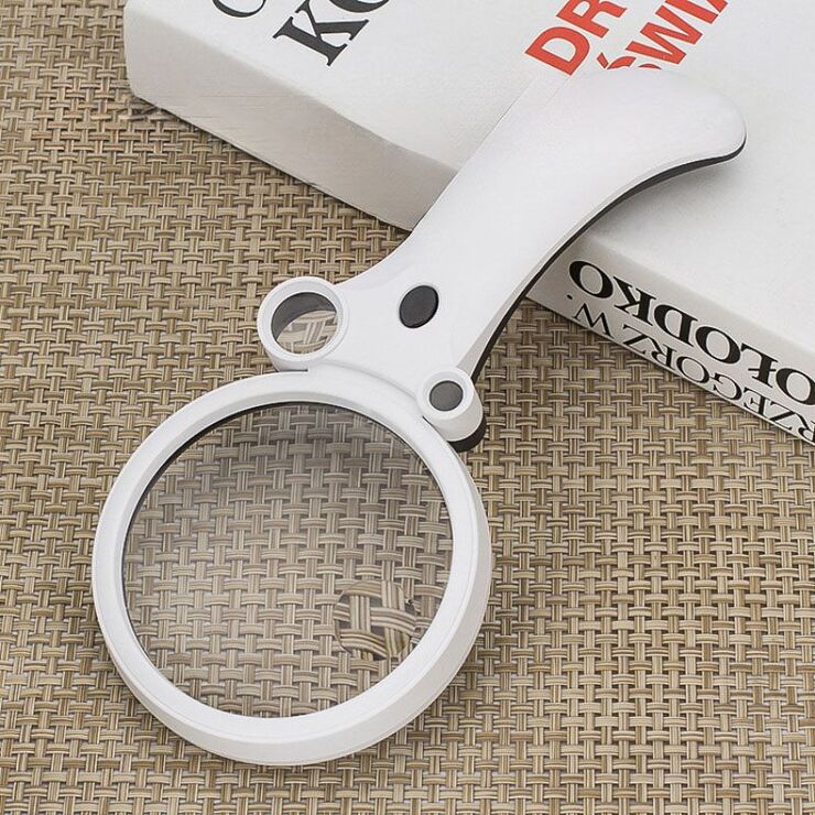 Лупа с универсальной подсветкой, увеличительное стекло с ручкой 600600CH-XX, диаметр 90 мм, увеличение: 2,5X, 4,5Х, 25X, 55X