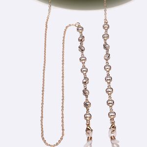 Металлическая нескользящая цепочка золотого цвета, с кристаллами, для очков и масок GL1412