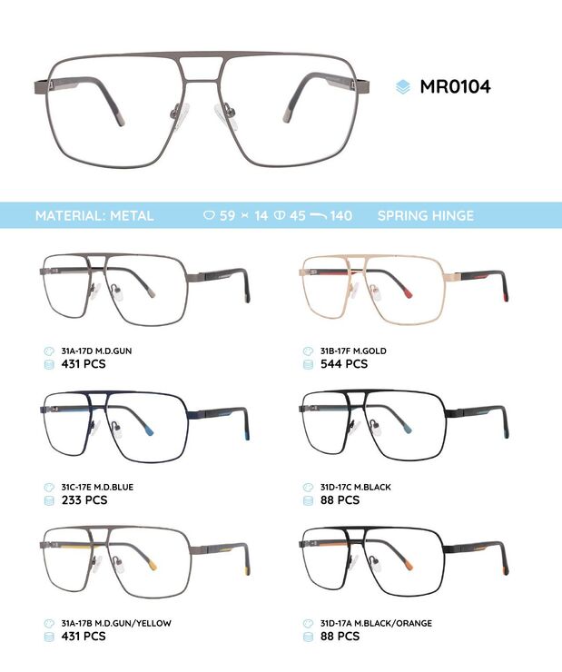 Металлическая оправа с дужками из пластика TR-90 с флексом MR0104