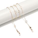 Металлическая нескользящая цепочка золотого цвета, с полым цветком клевера, для очков и масок GL1518