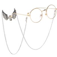 Металлическая нескользящая цепочка серебряного цвета, с панк-черепом ангела, для очков и масок GL067
