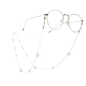 Silver-colored metal non-slip chain, with pink cracked beads, for glasses and masks GA061