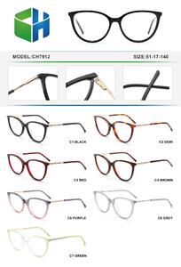 Plastic acetate frame for women with spring hinges CH7912-DA