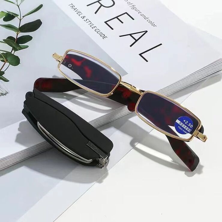 Plastic folding eyeglasses for reading, Blue ray cut, diopters from +1.00 to +4.00, PD62-64 KY707折叠老花