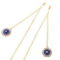 Металлическая нескользящая цепочка золотого цвета, с подвеской в виде круга со стразами, для очков и масок GL251