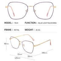 Оправа металлическая женская с защитой от синего света с флексом + магнитная солнцезащитная насадка (клипон) 7014-GT