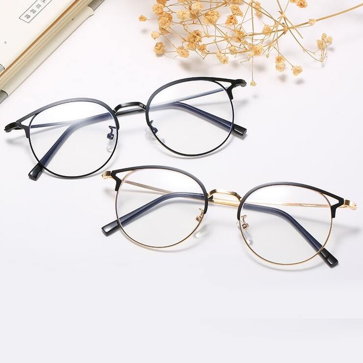 Metal eyeglasses for reading V6020 with blue ray cut protection, diopters from 0.00 to -6.00, not centered