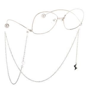 Metal non-slip chain, with pendant lightning and pearl, for glasses and masks GL617