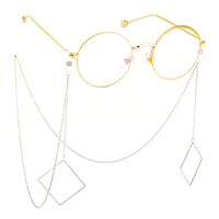 Metal non-slip chain, with pendant geometric square, for glasses and masks GL380