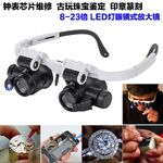 Binocular magnifier with backlight, magnifying glass with head mount 9892H-1-XX, magnification: 8Х, 15Х, 23Х