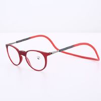Plastic reading pince-nez glasses folding with magnetic 圆款挂脖, diopters from +1.00 to +4.00, RMC=62-64