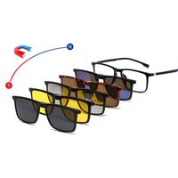 TR90/PC plastic frame + 5 polarized sun protection magnet clip-on set + leather bag El Dorado EL3301A