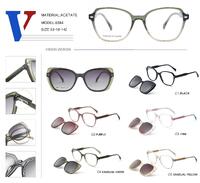 Plastic acetate frame with spring hinges + polarizing sun protection clip-on 6584-DA