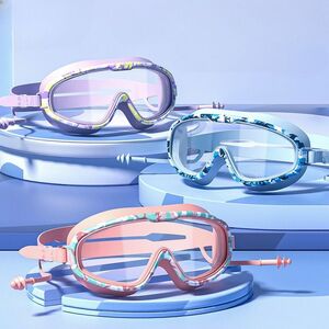 Очки для плавания детские (3-16 лет) водонепроницаемые с защитой от запотевания, с берушами  и футляром, YJ314-YU