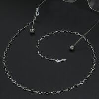 Metal non-slip chain, with black glass beads, for glasses and masks GL329