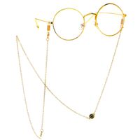 Gold-colored metal non-slip chain, with black smiley, for glasses and masks GL088
