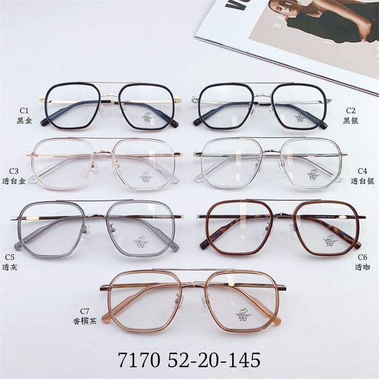 Hybrid frame, metal + TR90, with Blue Block coating SANTA 7170