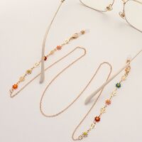 Gold-colored metal non-slip chain, with colorful daisy and hollow heart, for glasses and masks GL1855