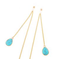 Металлическая нескользящая золотая цепочка, с бирюзовой подвеской, для очков и масок GS020