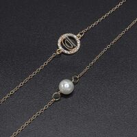 Metal non-slip chain, with pendant letter D and pearl bead, for glasses and masks GL545