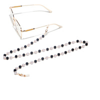 Металлическая цепочка для очков и масок с черным и белым искусственным жемчугомGL1150