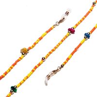 Металлическая нескользящая цепочка золотого цвета, с разноцветными рисовыми бусинами и камнем, для очков и масок GL1287