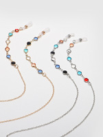 Цепочка для очков с жемчугом, комплект из двух штук, золотая и серебряная GM037