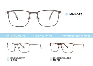 Metal men's frame for glasses with spring hinges MM4043