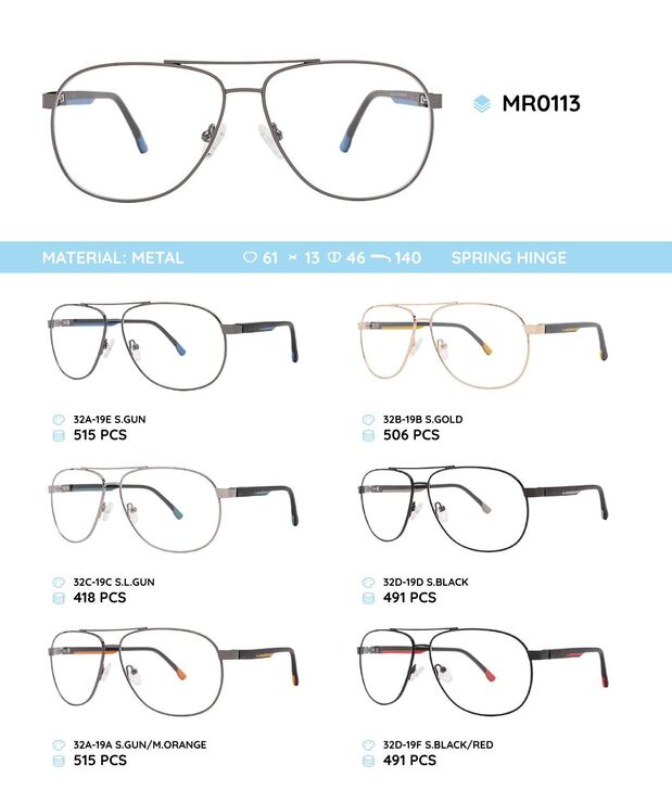 Metal frame with TR-90 temples with spring hinges MR0113