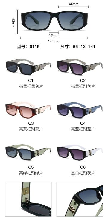 PC plastic sunglasses with metal hinge 6115W