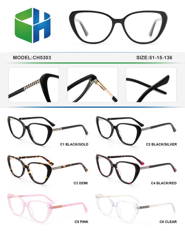 Plastic acetate frame for women with spring hinges CH5303-DA