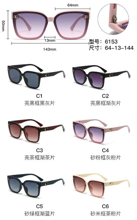 PC plastic sunglasses with metal hinge 6153W