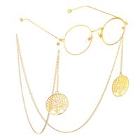 Металлическая нескользящая цепочка золотого цвета, с подвеской дерево жизни, для очков и масок GL769