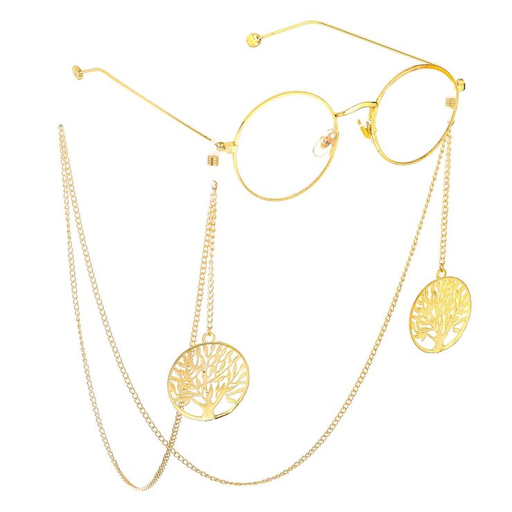 Металлическая нескользящая цепочка золотого цвета, с подвеской дерево жизни, для очков и масок GL769