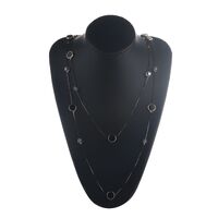 Металлическая нескользящая черная цепочка, с хрустальными и круглыми вставками, для очков и свитера GL868