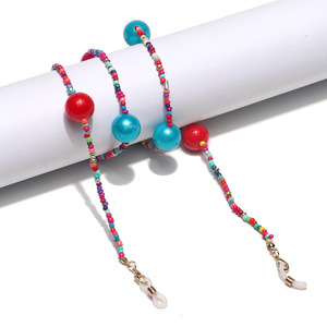 Fashion mixed color rice bead glasses chain with  large beads GL1317