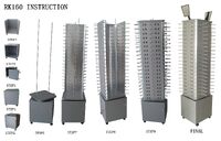 Glasses rotating floor stand with 80 slots, mirrors and bollard HD704