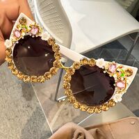 Plastic PC cat-eye sunglasses with rhinestones 